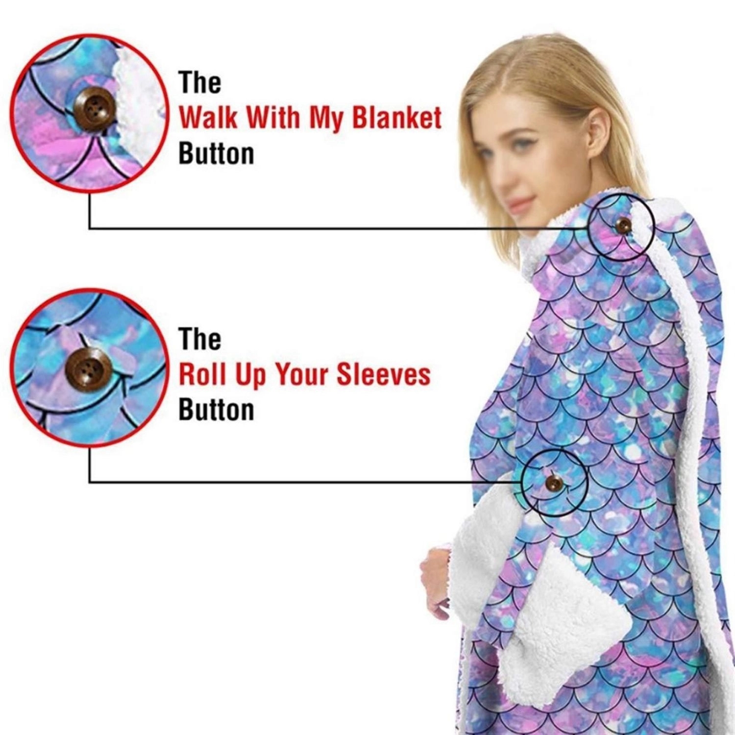 Oversized Microfiber & Sherpa Wearable Blanket, custom hoodie or sweatshirt with logo imprint 4