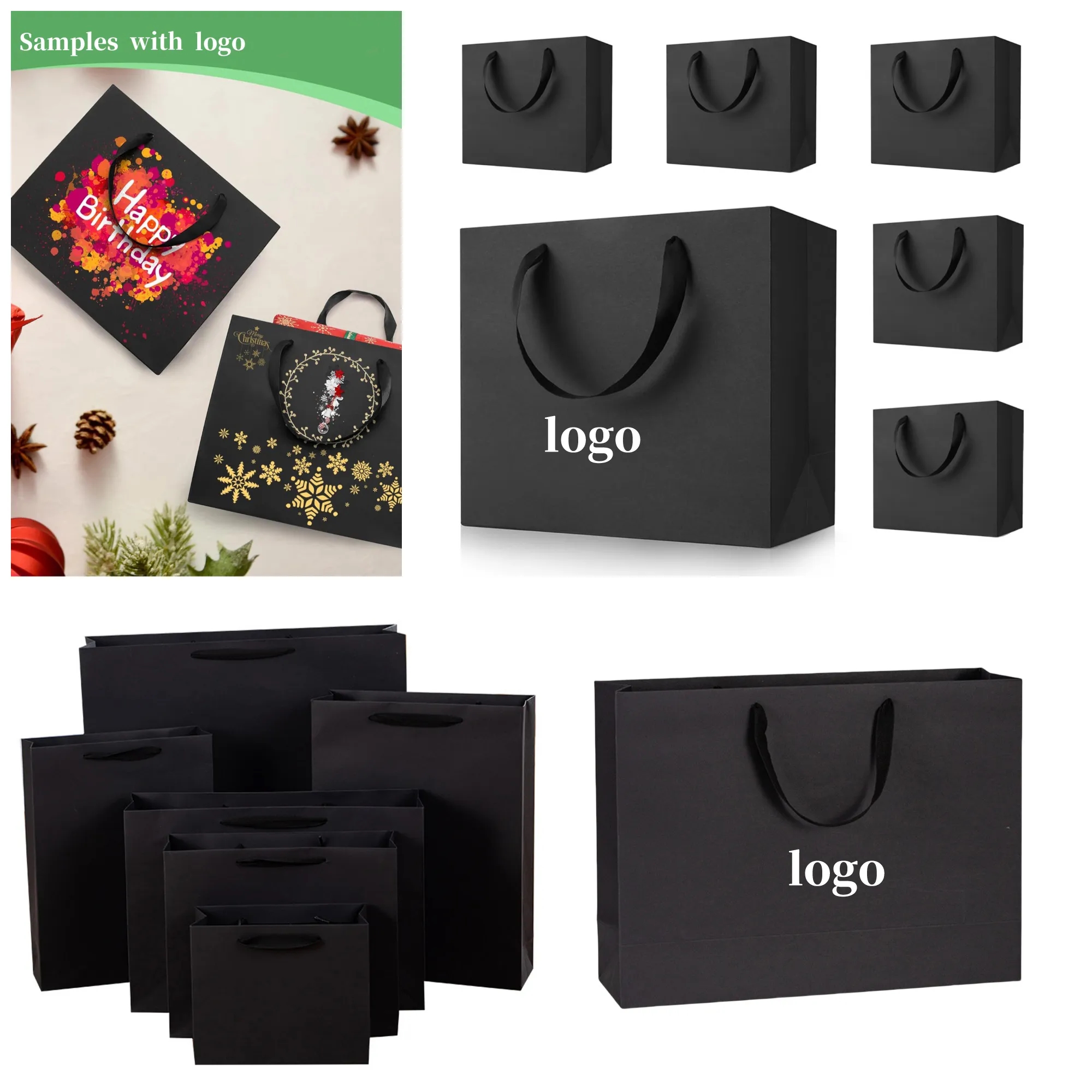 Black Large Paper Gift Bags With Handles 8
