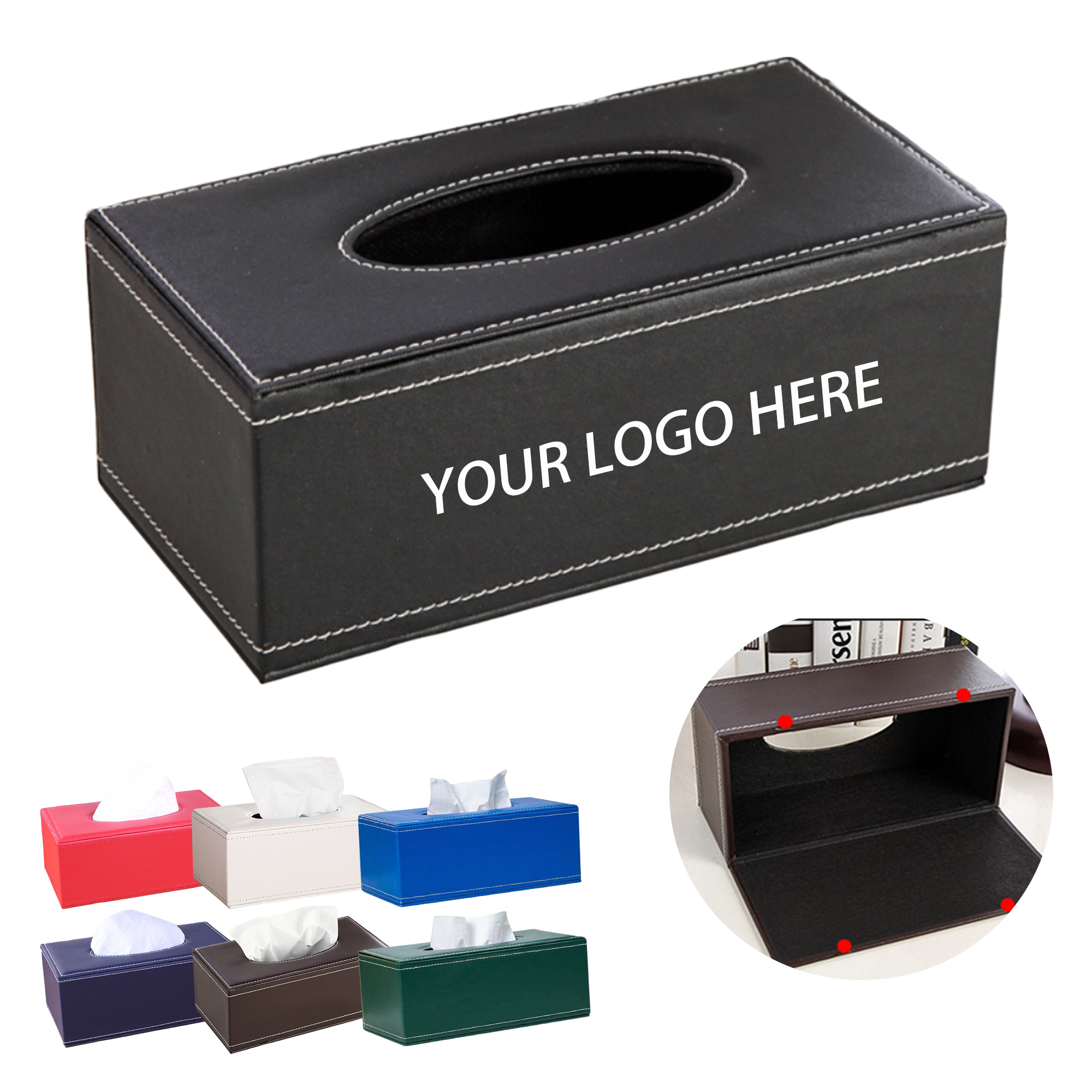 MOQ:1pc Premium Leather Tissue Box 2