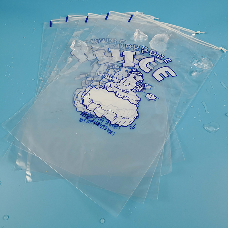 8LB Plastic Ice Cube Bags W/Drawstring 5