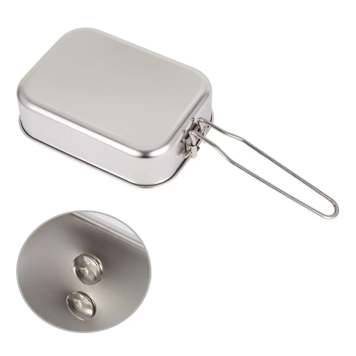 Stainless Steel Camping Bento Box with Foldable Handle 4