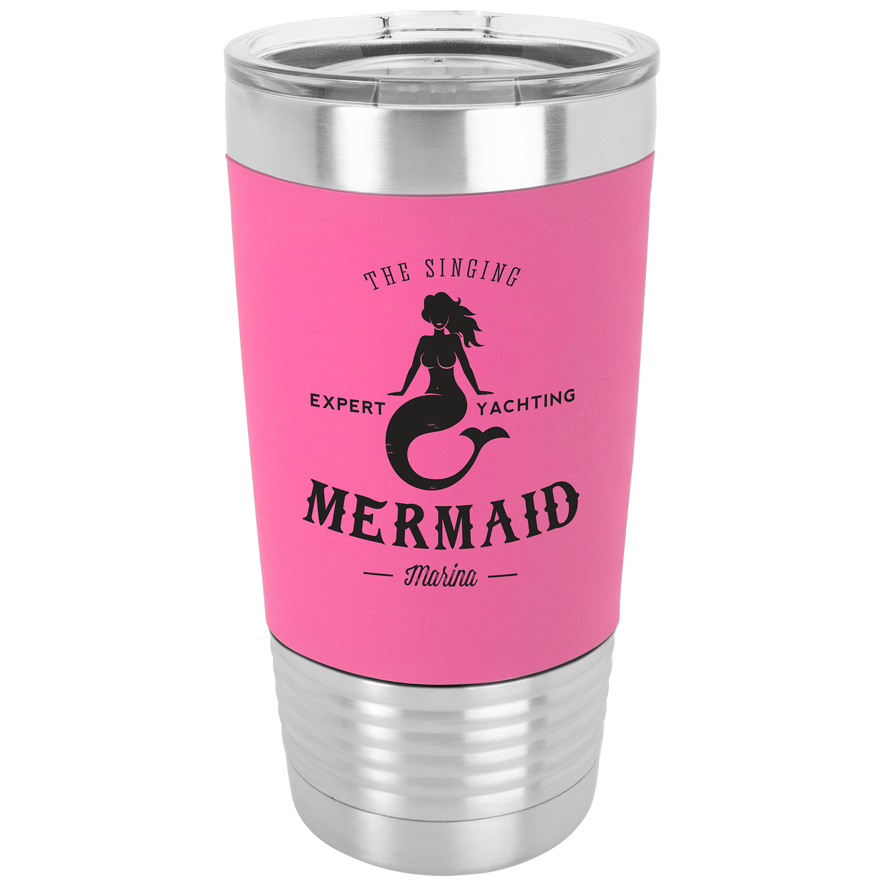 20 oz. Polar Camel Pink/Black Tumbler with Silicone Grip and Clear Lid 2