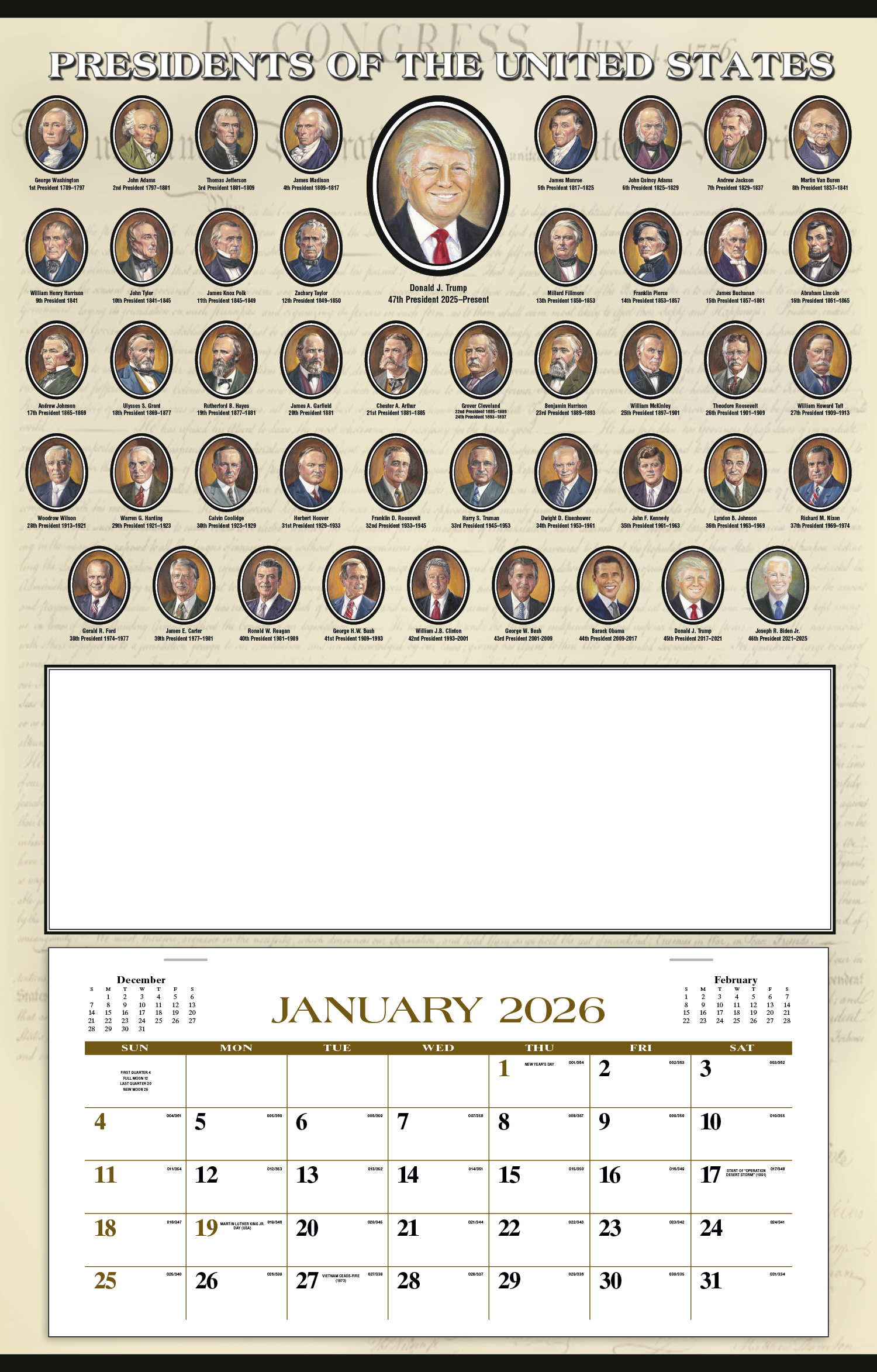 Triumph® Calendars Presidents Hanger 12-Month Calendar