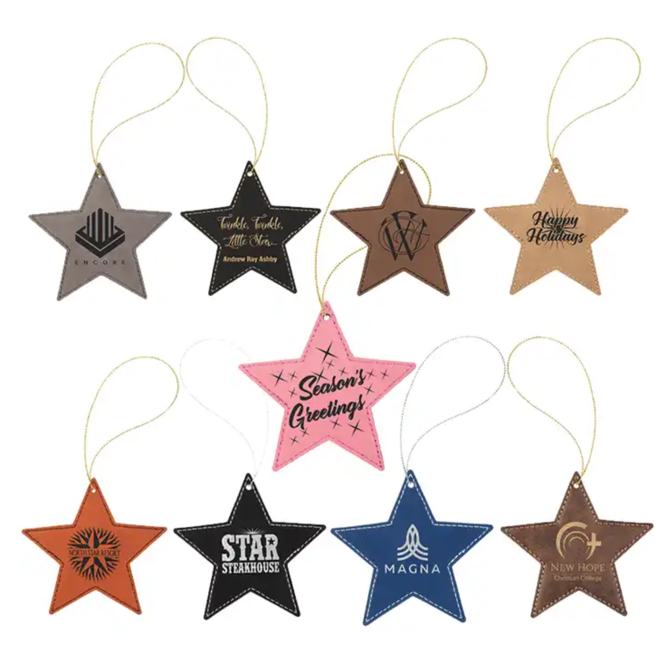 Leather Star Shaped Ornament with String 5