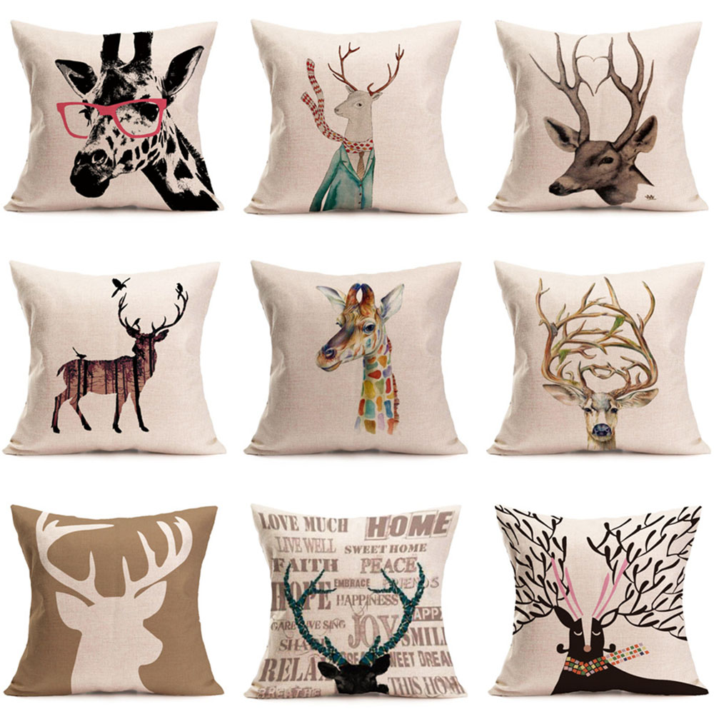 Linen Square Throw Pillow Case Decorative Cushion Cover Pillowcase 17.7"x 17.7" 5