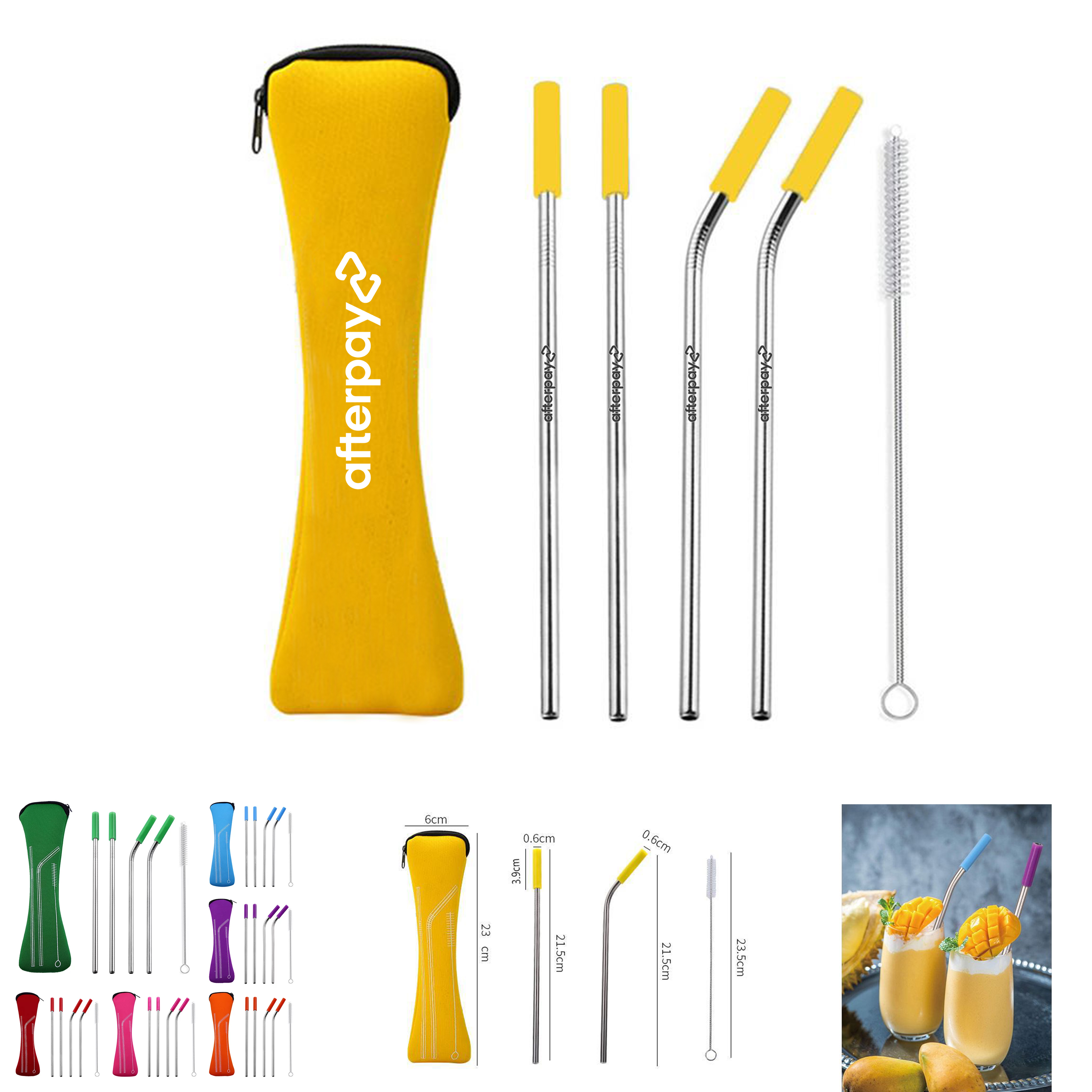 Verde Reusable Stainless Steel Straw Set 2