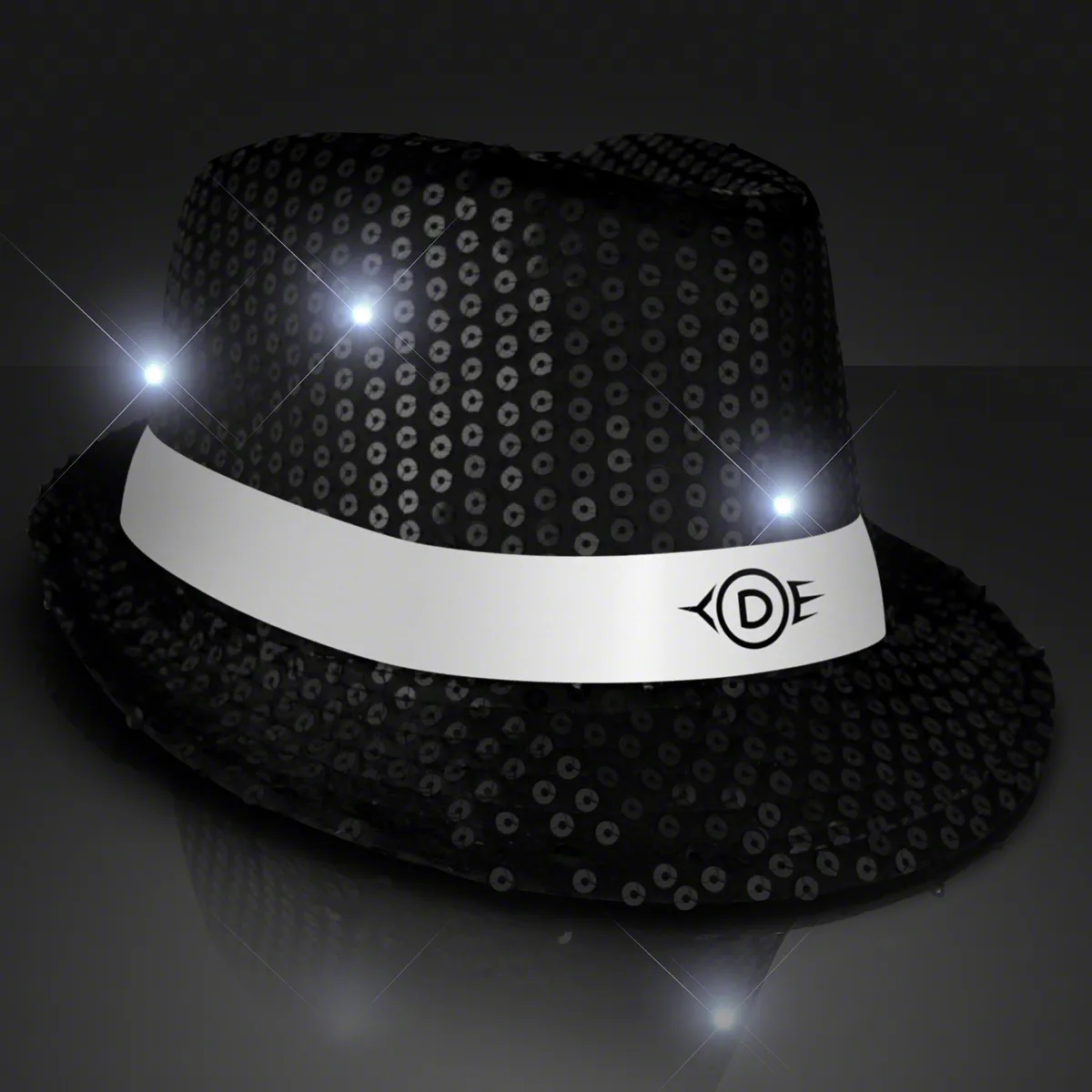 Shiny Single Colored Fedora Hats with Flashing Lights 24