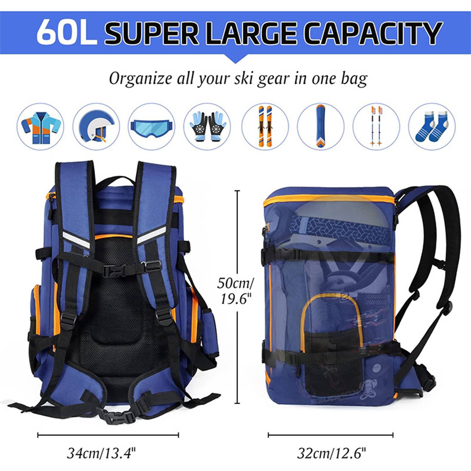 Large Capacity Waterproof Ski Boot Bag Backpack 4