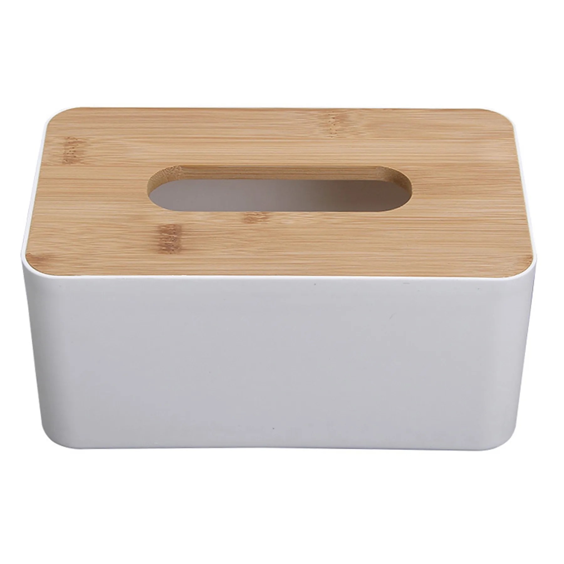 Plastic Tissue Box W/ Bamboo Lid 2