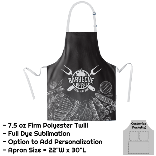 Poly Twill Sublimation Bib Apron - 22"W X 30"L 3