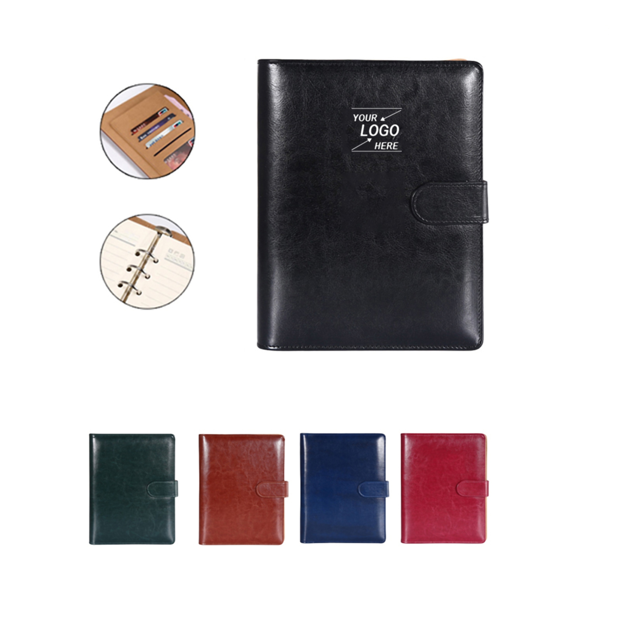 A5 Faux Leather Notebook w/Business Card Slot 4