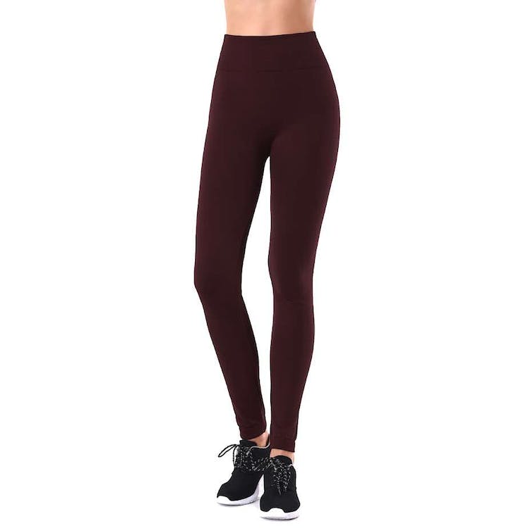 Women's Fleece Lined Leggings - Burgundy One Size Fits Most 2