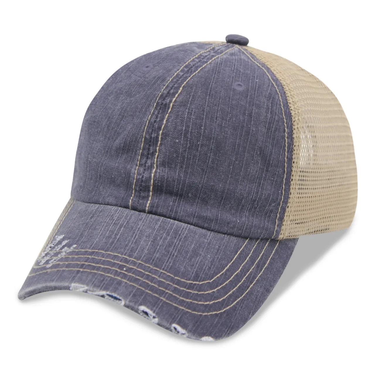 Pre-Washed Distressed Herringbone Trucker Cap