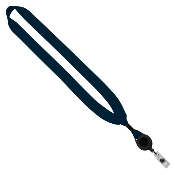 3/4" Cotton Lanyard with Metal Crimp & Retractable Badge Reel 193