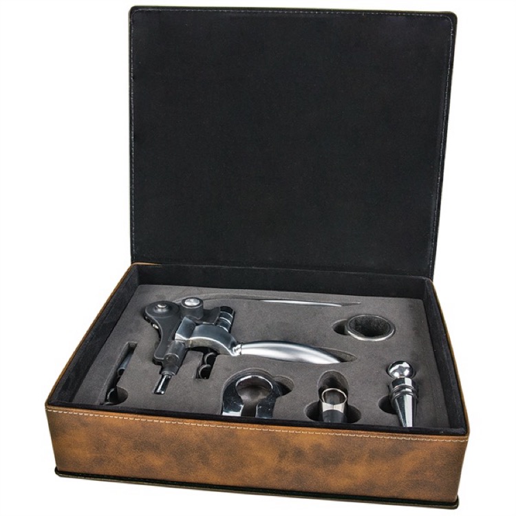 Leatherette Wine Tool Push Lever Set 10