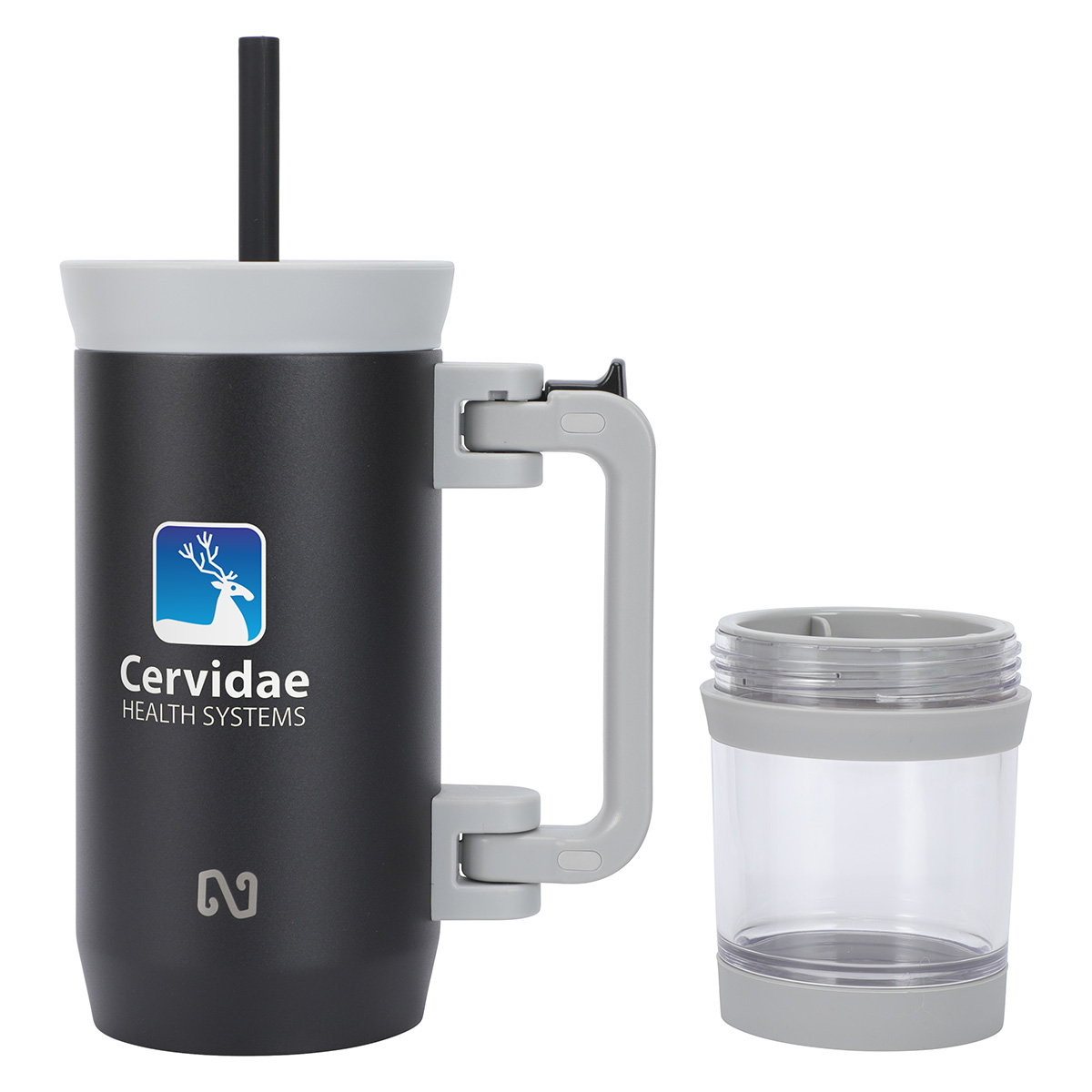 NAYAD® Quest 23 oz Stainless Steel Double-Wall Mug with Foldable Handle & Snack Cup 24