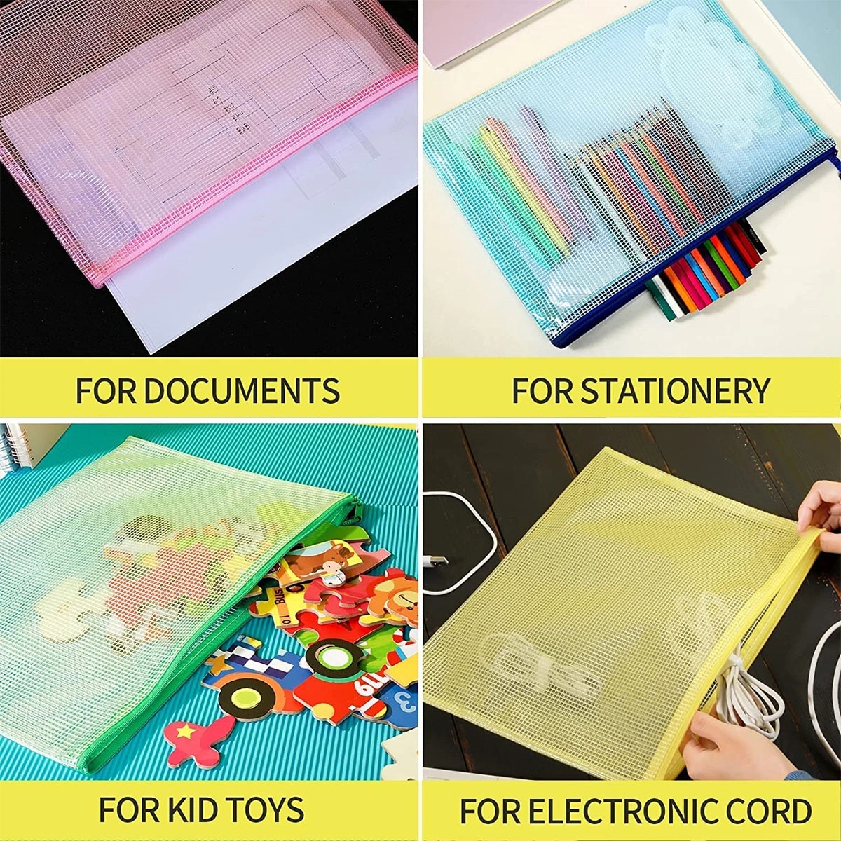 Waterproof Plastic Mesh Zipper Document Envelopes Folder 4