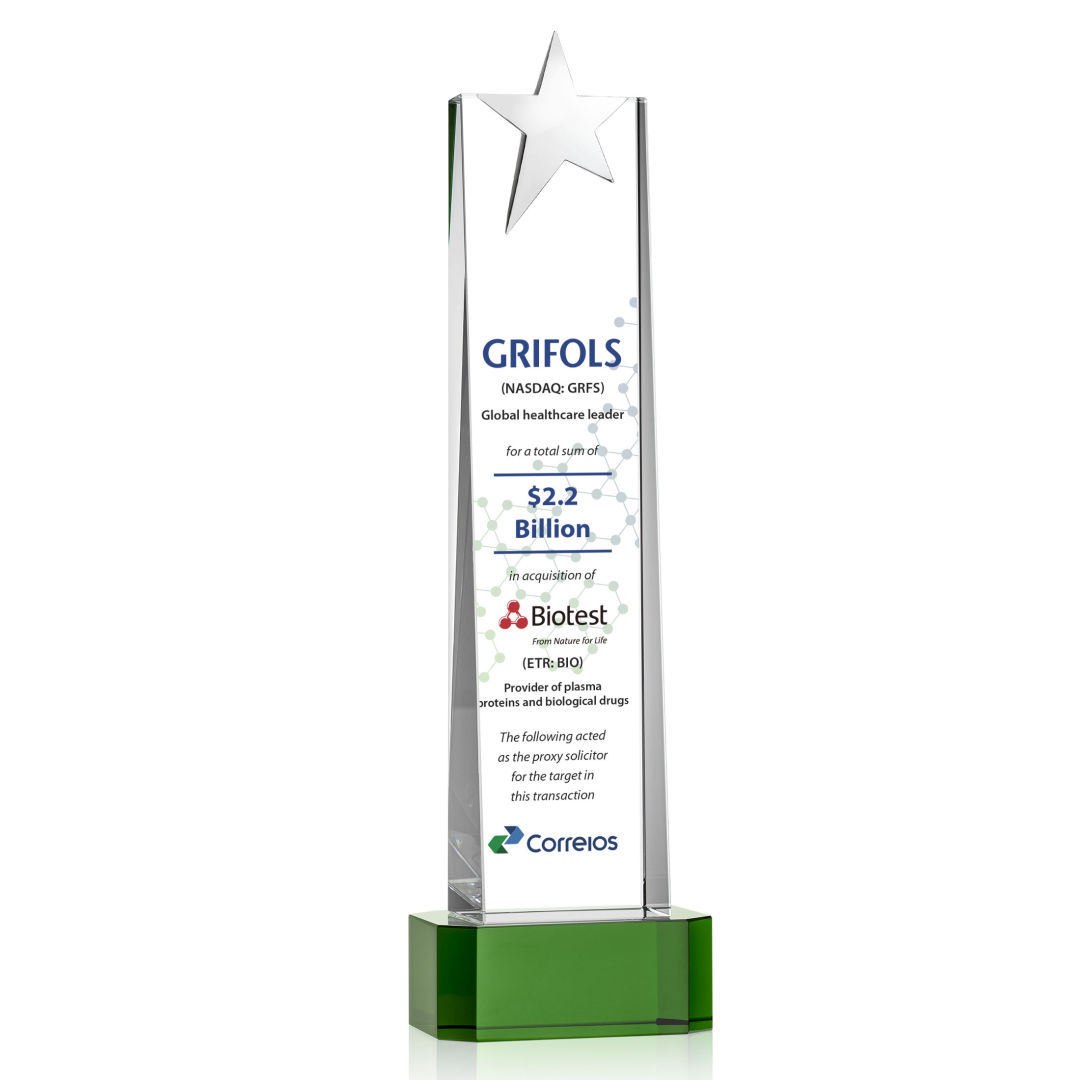 Fanshaw Silver Star VividPrint™ Award On Base - Green 4