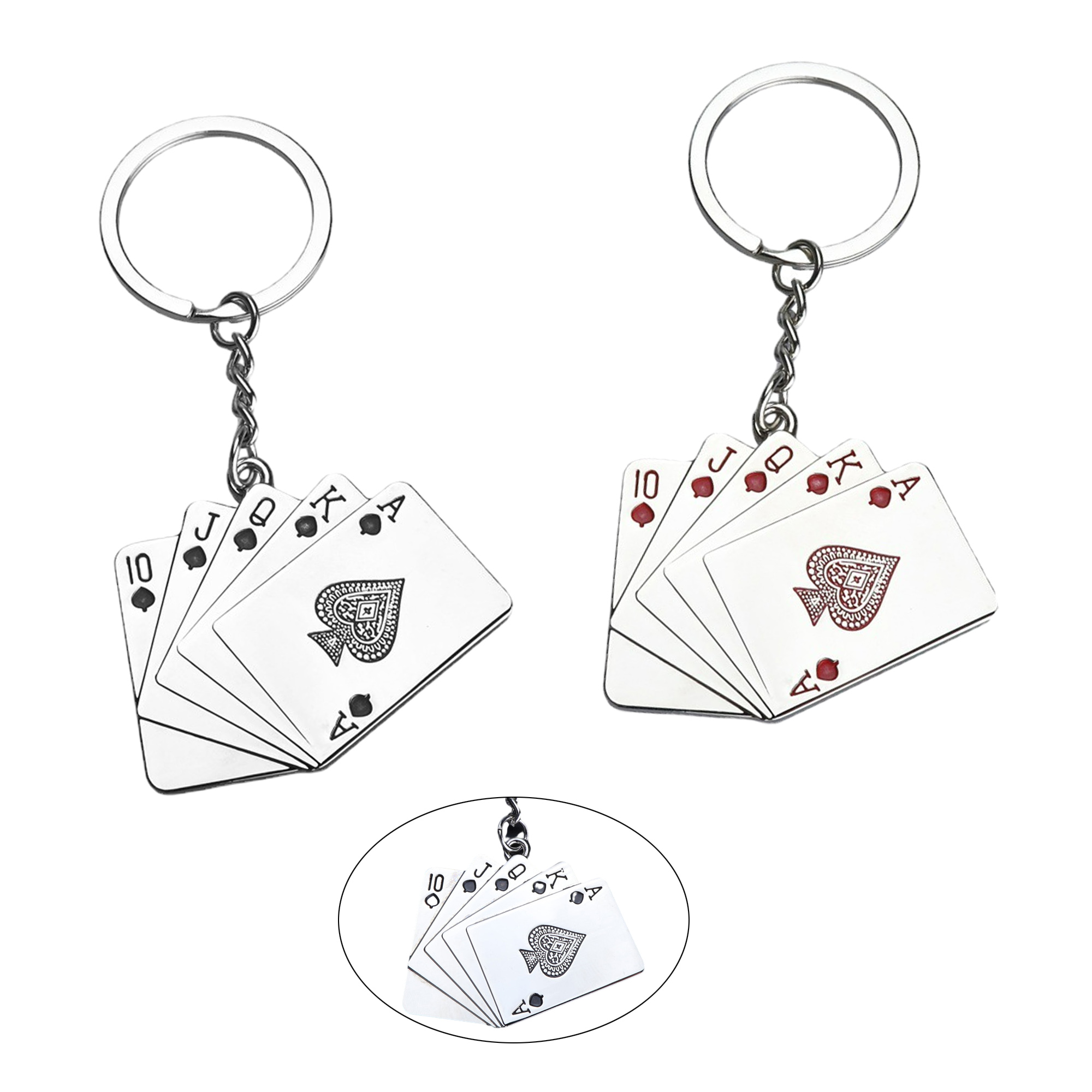 Metal Key Chain With Playing Poker Cards 1