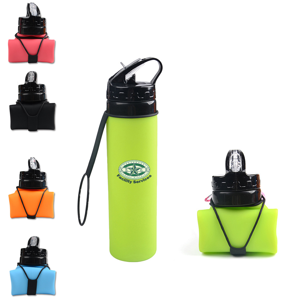 21oz silicone Collapsible hiking water bottle 2
