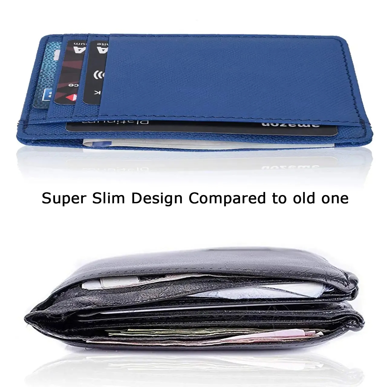 RFID Blocking Slim Leather Wallet Carbon Fiber Card Holder 2