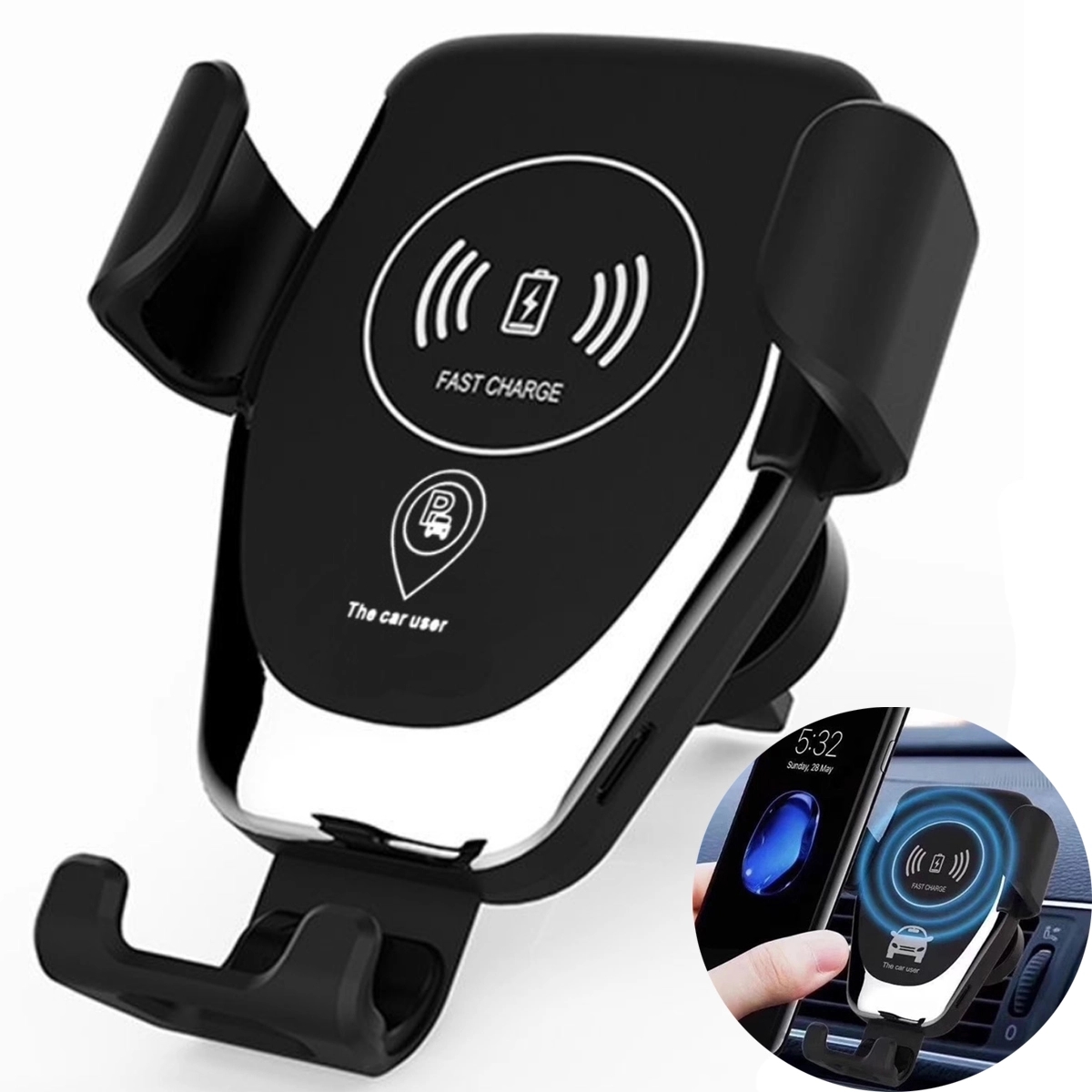 10W Qi Fast Charging Auto-Clamping Car Mount Phone Holder 3