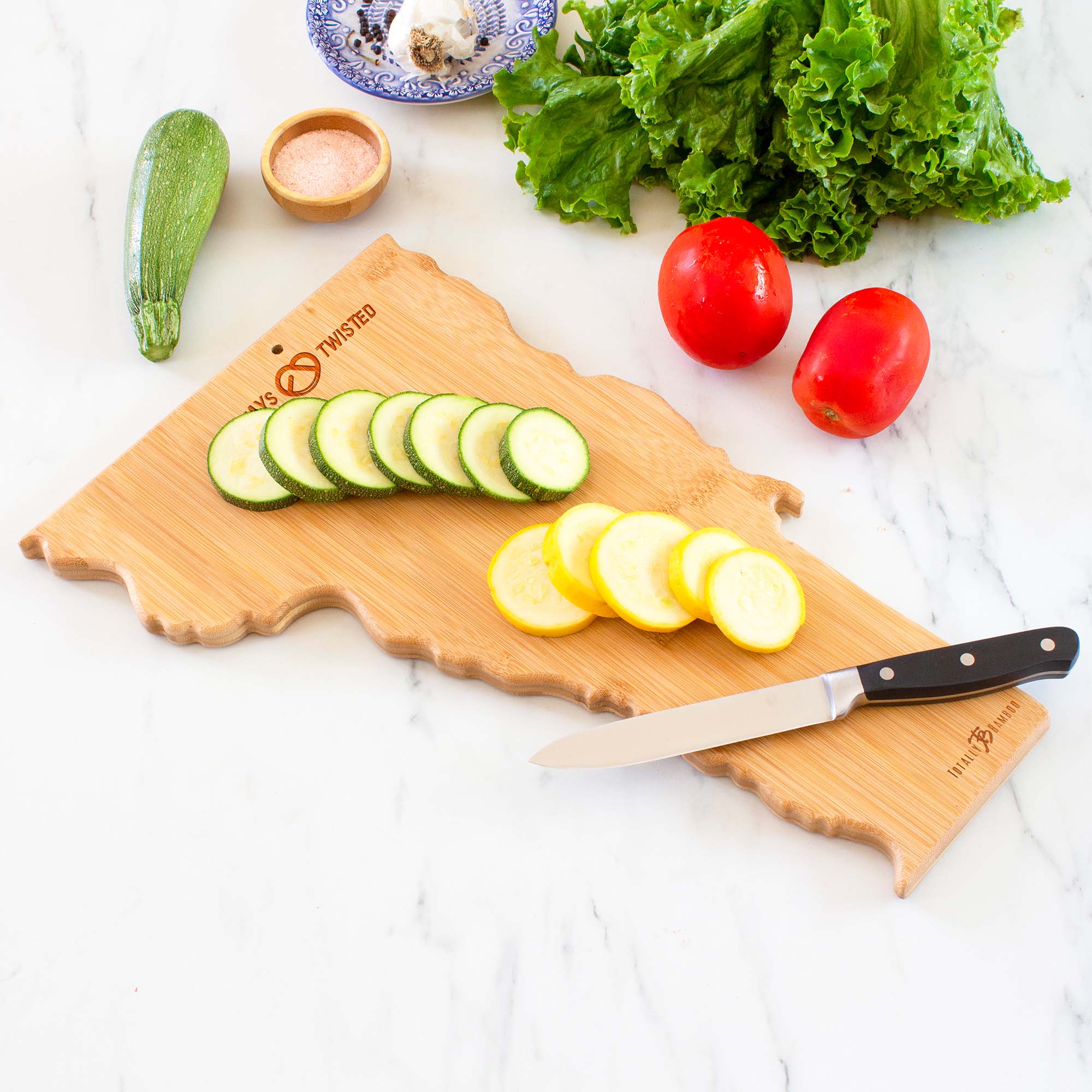 Destination Vermont State Shaped Bamboo Serving and Cutting Board 9