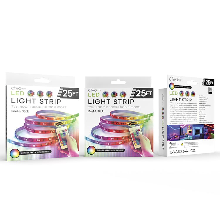 Adhesive LED Light Strips - Remote Control 25' 1