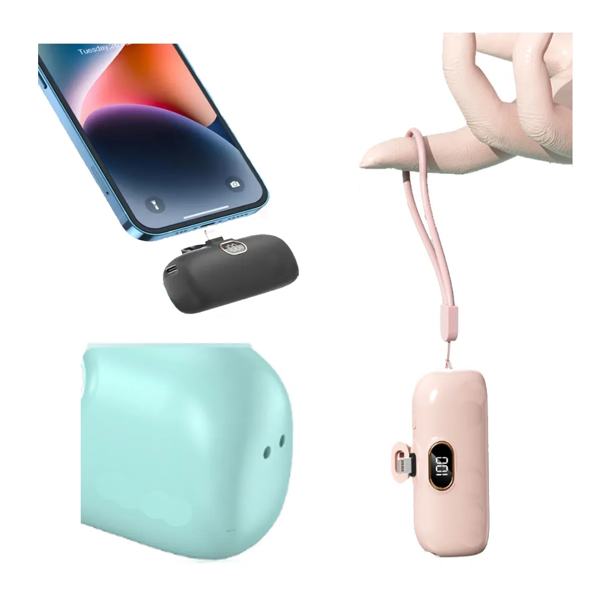 Portable Built-In Lightning Cable Fast Charging Power Bank 3