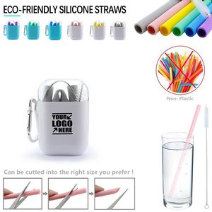 Portable Foldable Silicone Straw With Carabiner Attachment 3