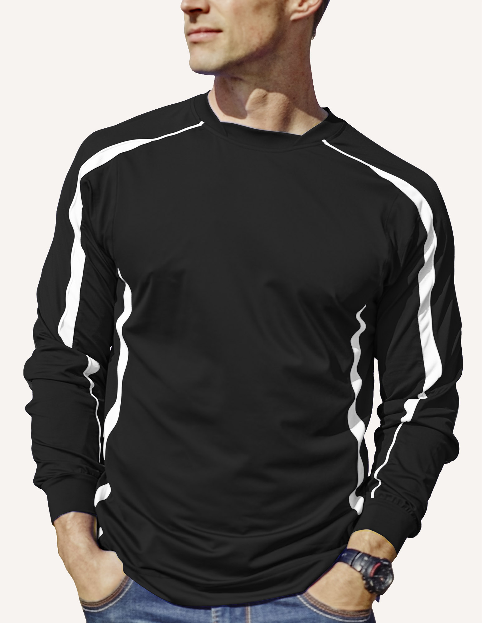 Men's Allsport Long Sleeve Double Crescent Crew Neck Shirt 12