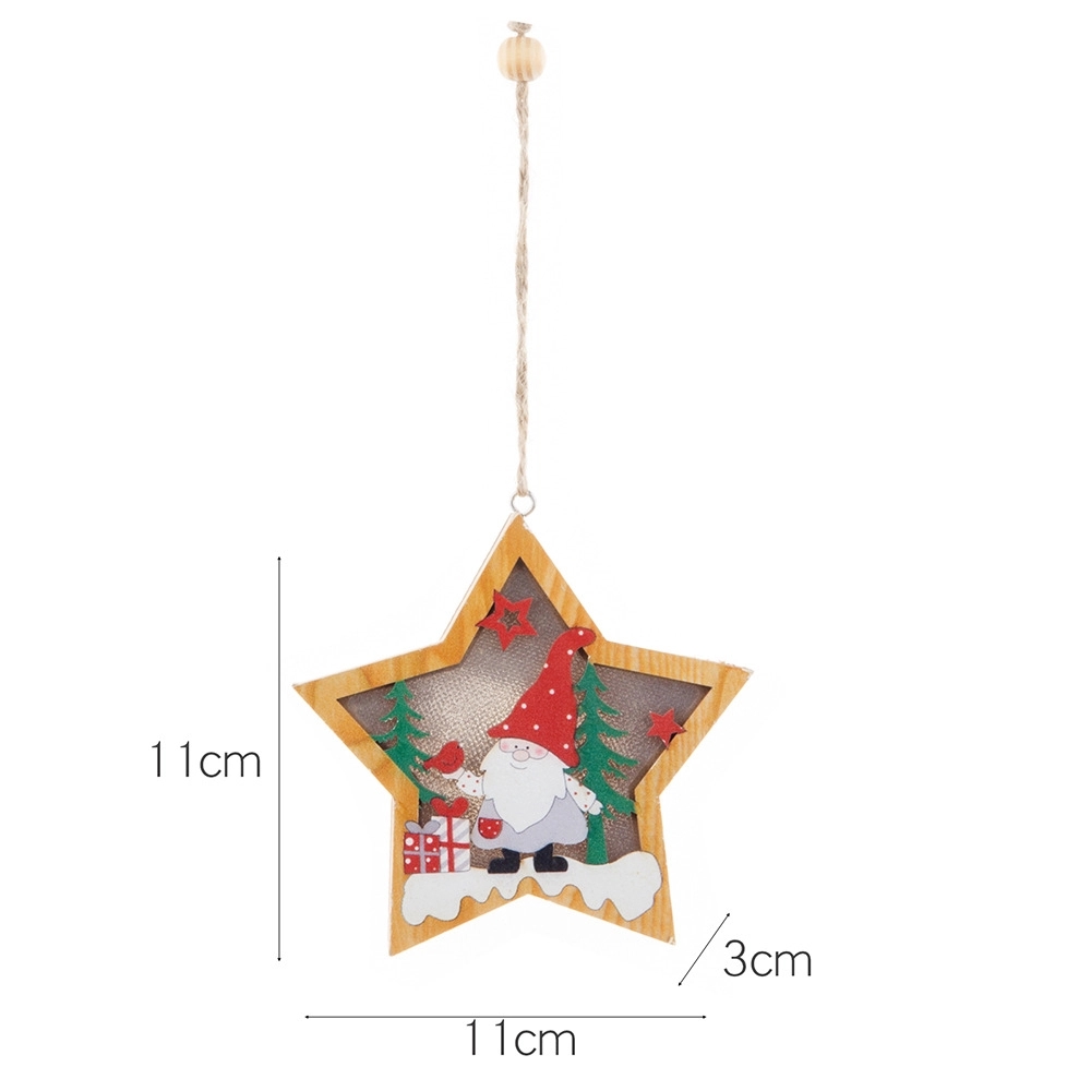 Christmas Wood Cutouts Pendants With Led Lights 3