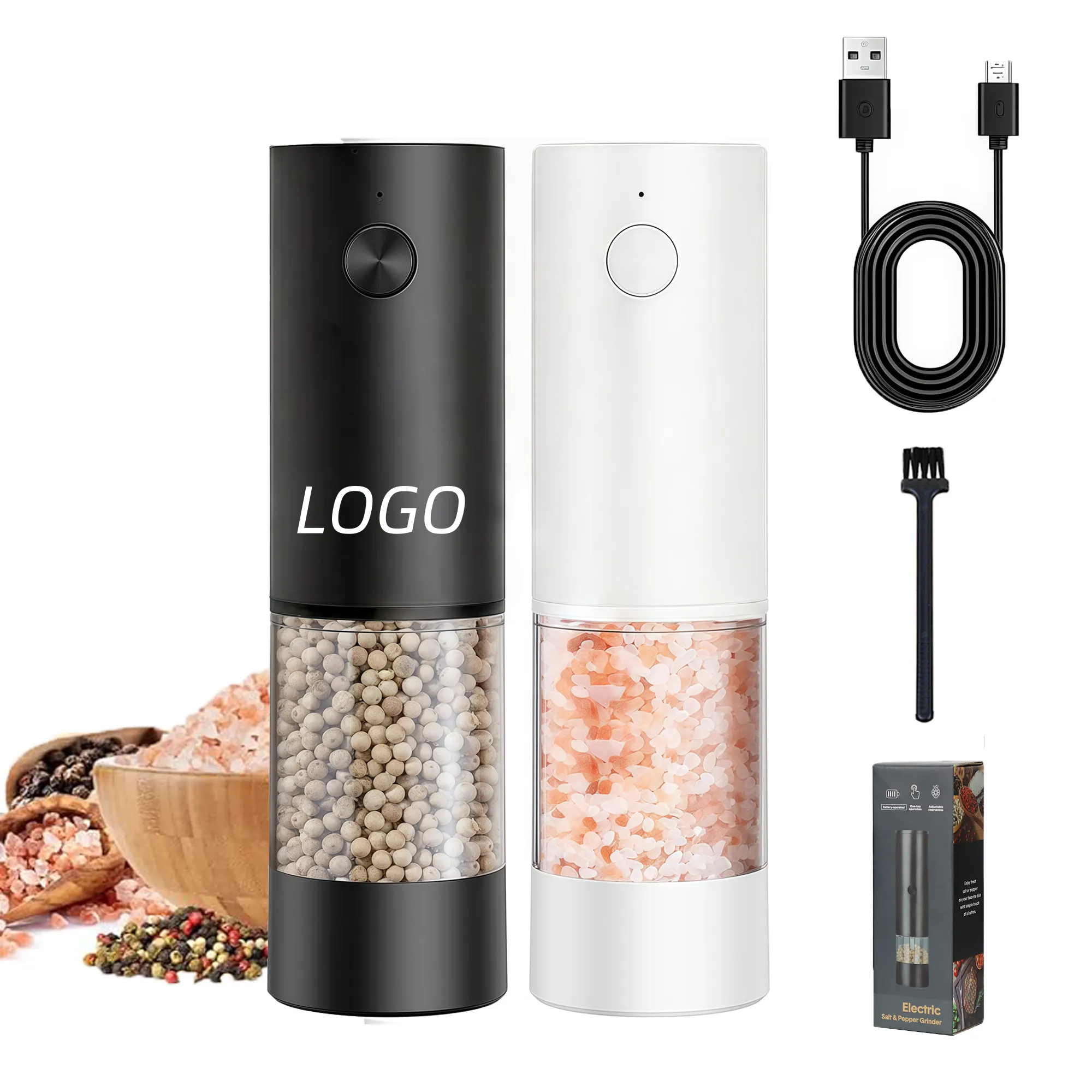 MOQ Electric Salt and Pepper Grinder Adjustable Coarseness 2