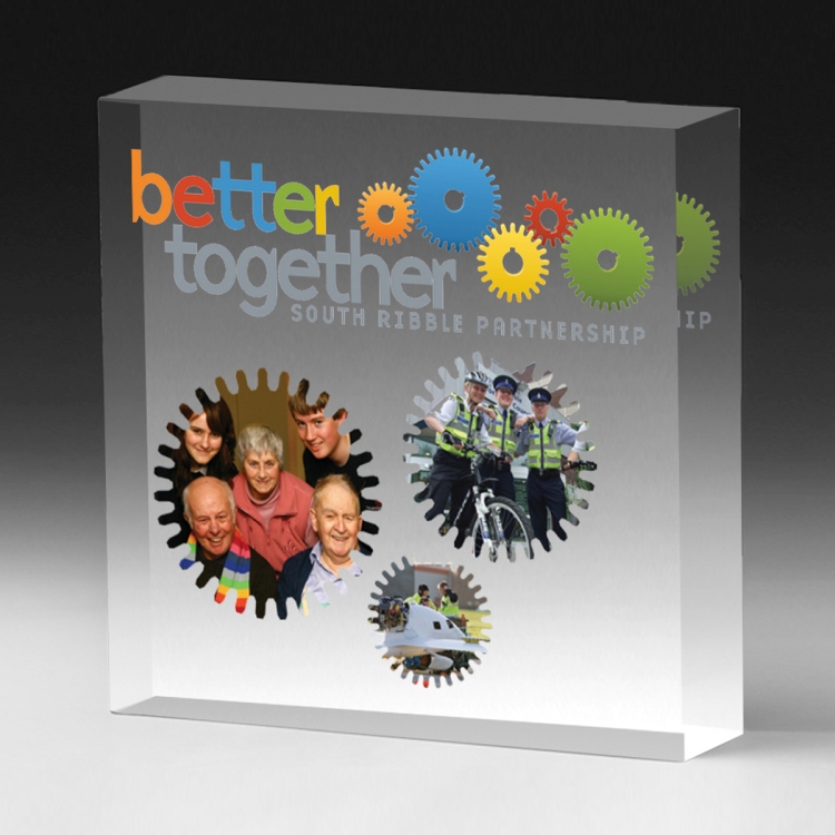 PhotoImage® Square Paperweight - 4" x 4" x 1/2" 3