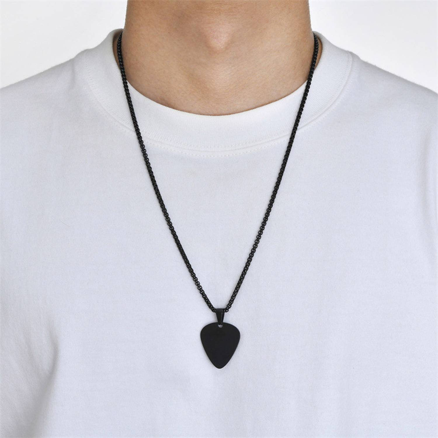 Stainless Steel Guitar Pick Heart Necklace 6