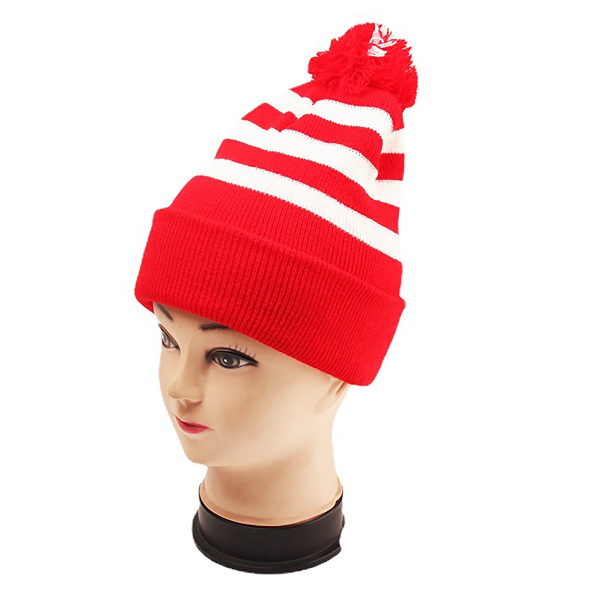 Jacquard Knitted Pom Beanie Hat 5
