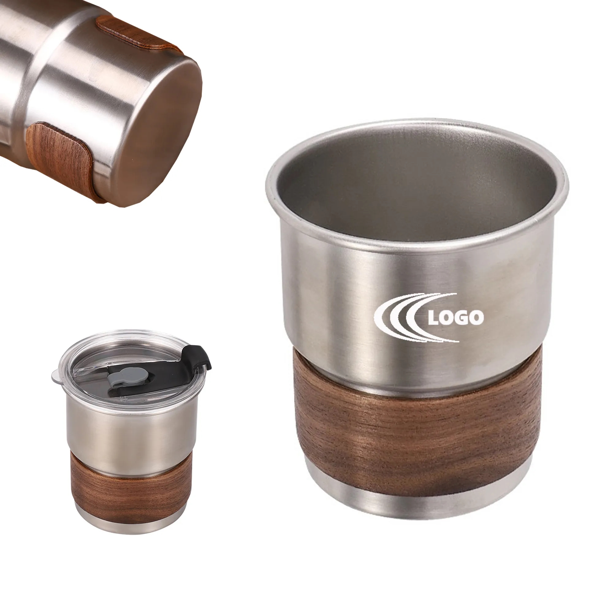 10Oz Stainless Steel Cup With Wooden Sleeve 1
