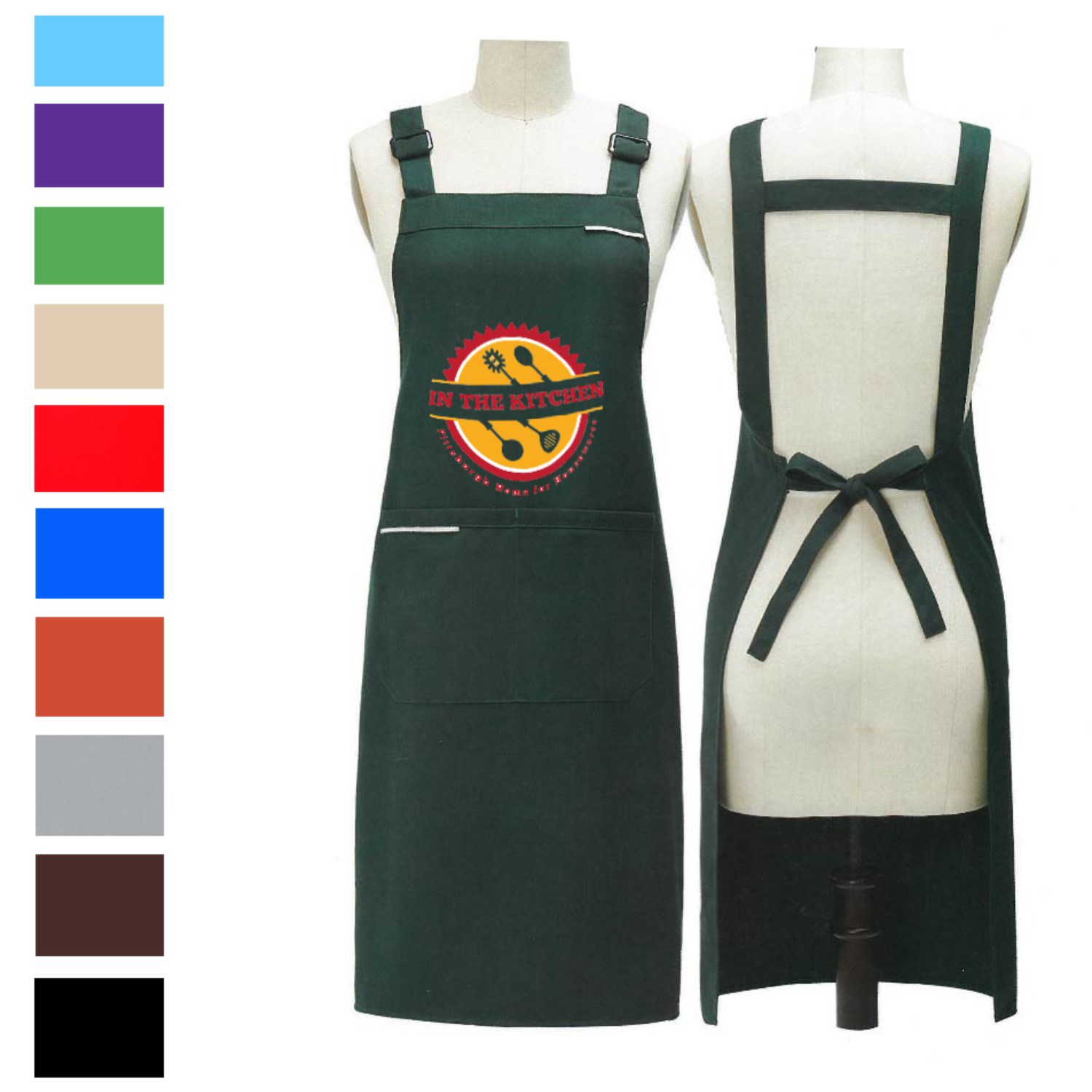 Serge Kitchen Aprons w/ Shoulder support strap & 2 pockets 4