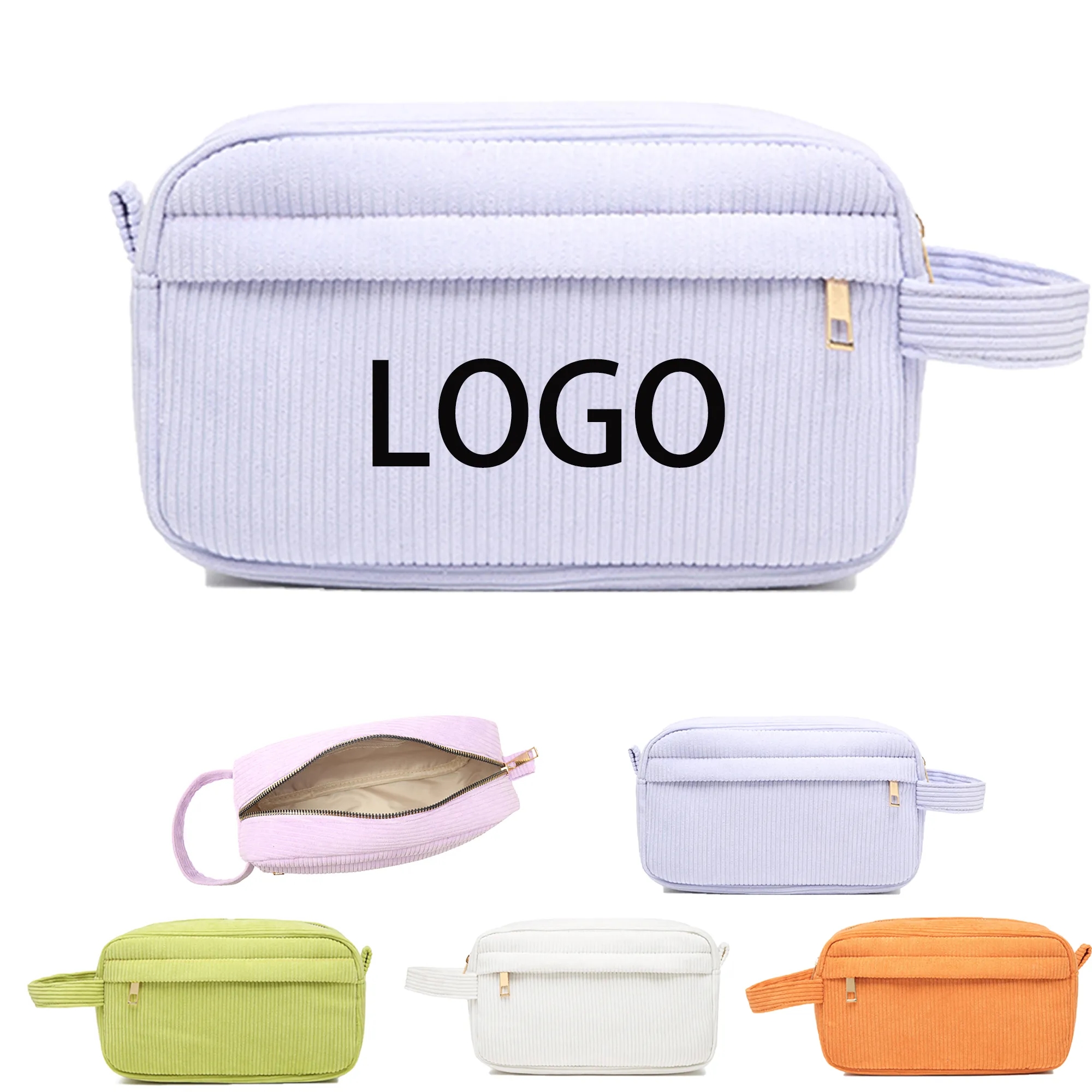 Elegant Purple Corduroy Makeup Bag 2