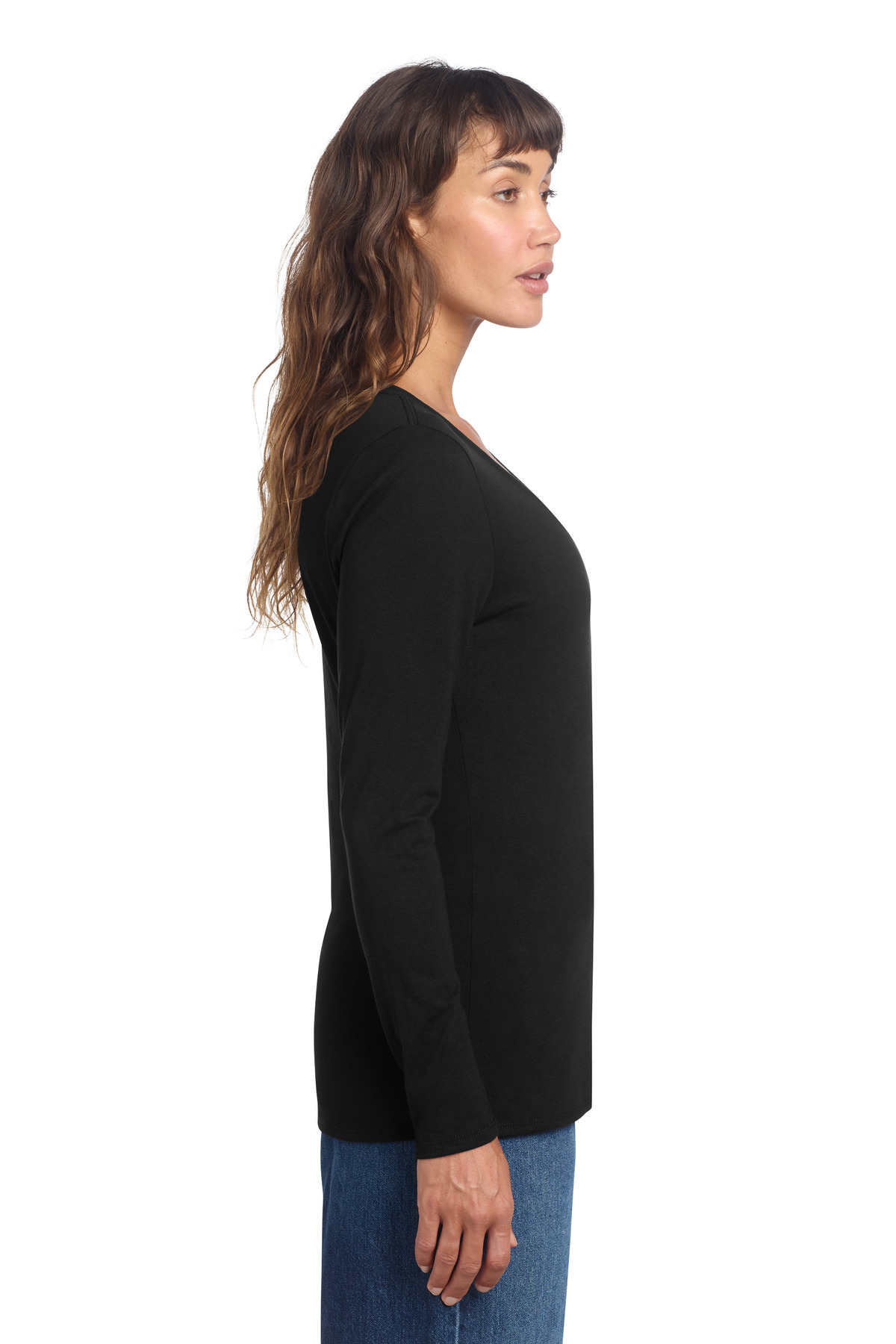 District Women's Perfect Tri Long Sleeve V-Neck Tee DT135 16