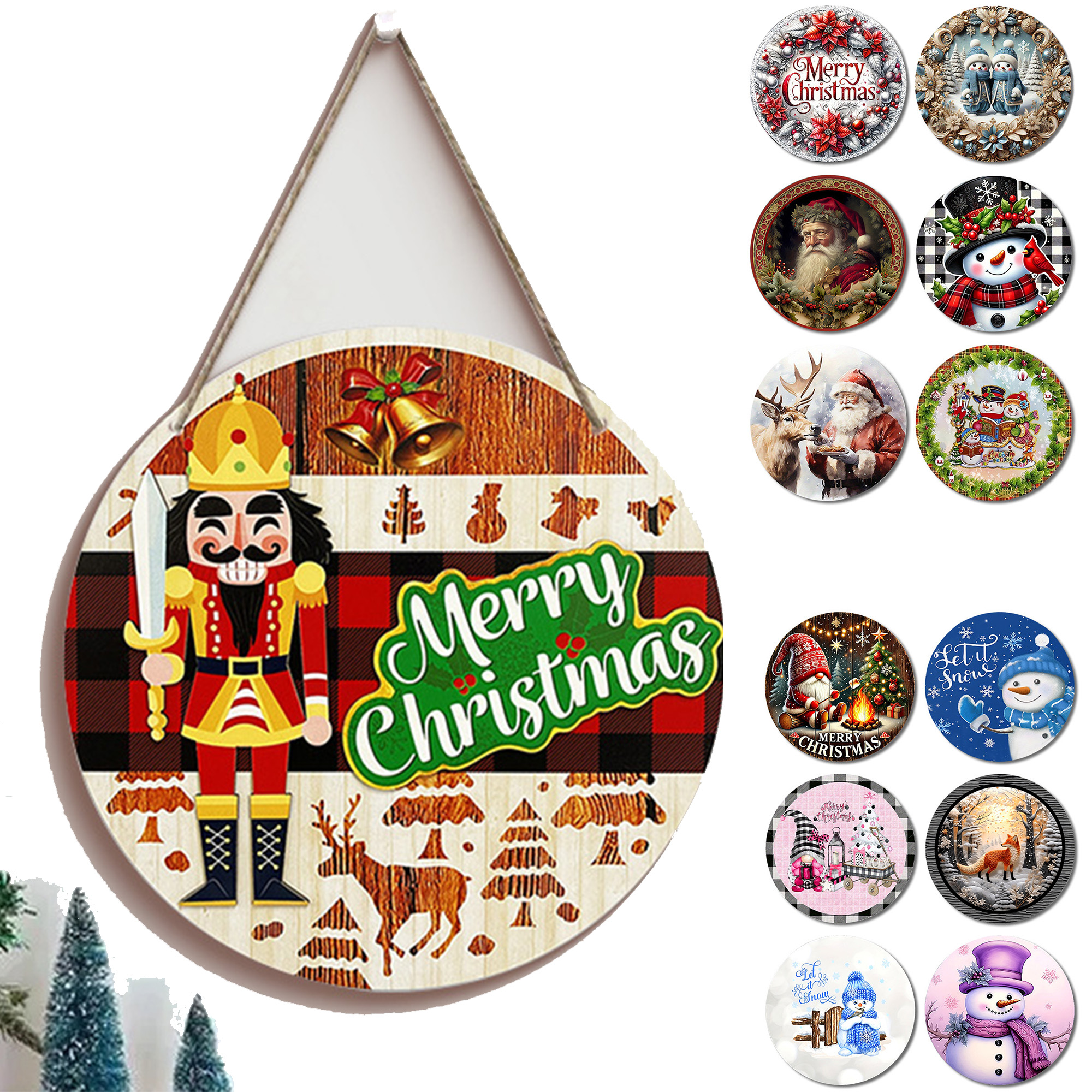 11.8in Round Custom Holiday Ambiance Door Sign For Festive Home And Commercial Decoration 2