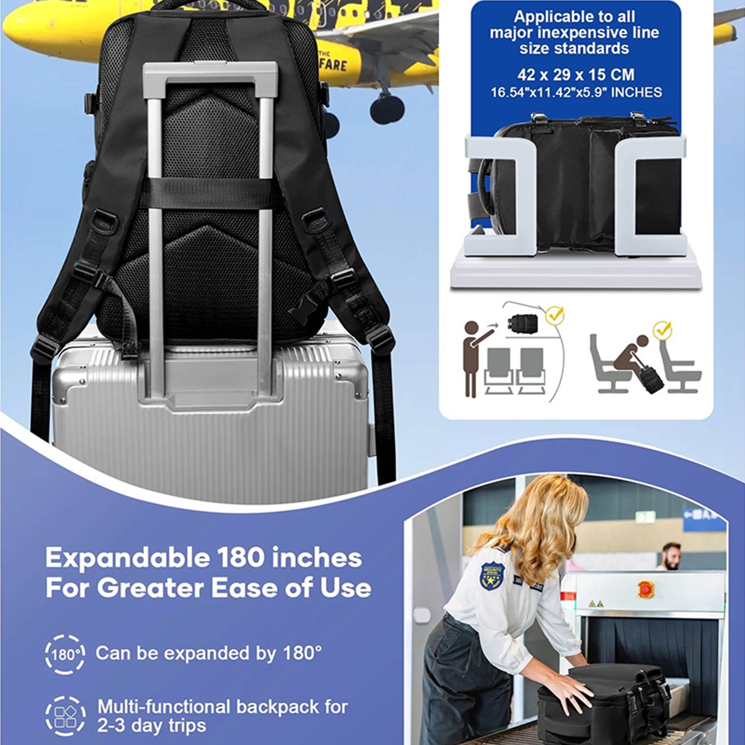 Large Oxford Vacuum Travel Backpack w/ Pump 6