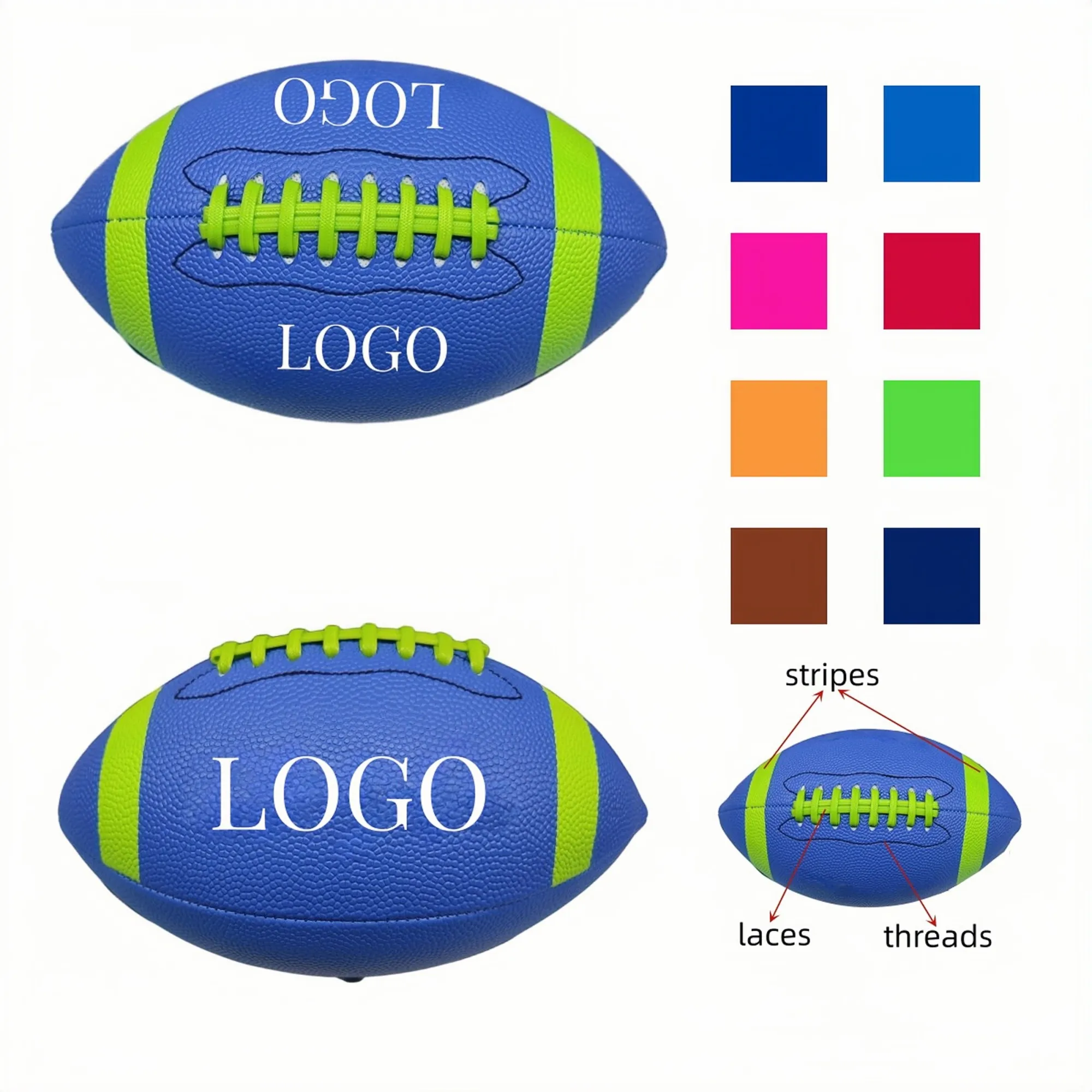 Custom #3/#6/#9 Synthetic PU American Football-