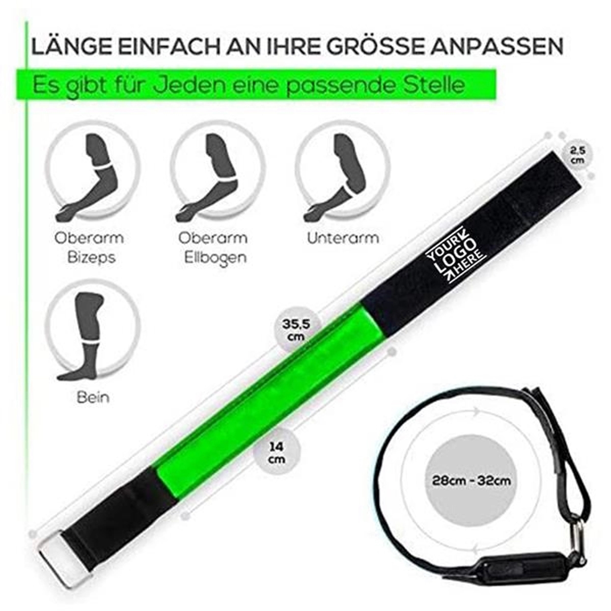 USB Chargable LED Sports Saftey Flashing Reflective Armband 5