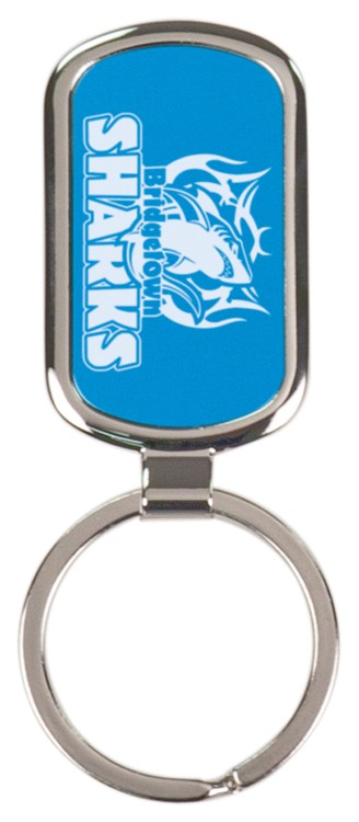 Blue Rectangular Engraved Key Ring 2