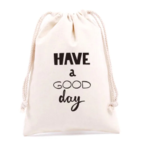 Printed 4" x 6" Natural Cotton Drawstring Bag - 10 oz 3