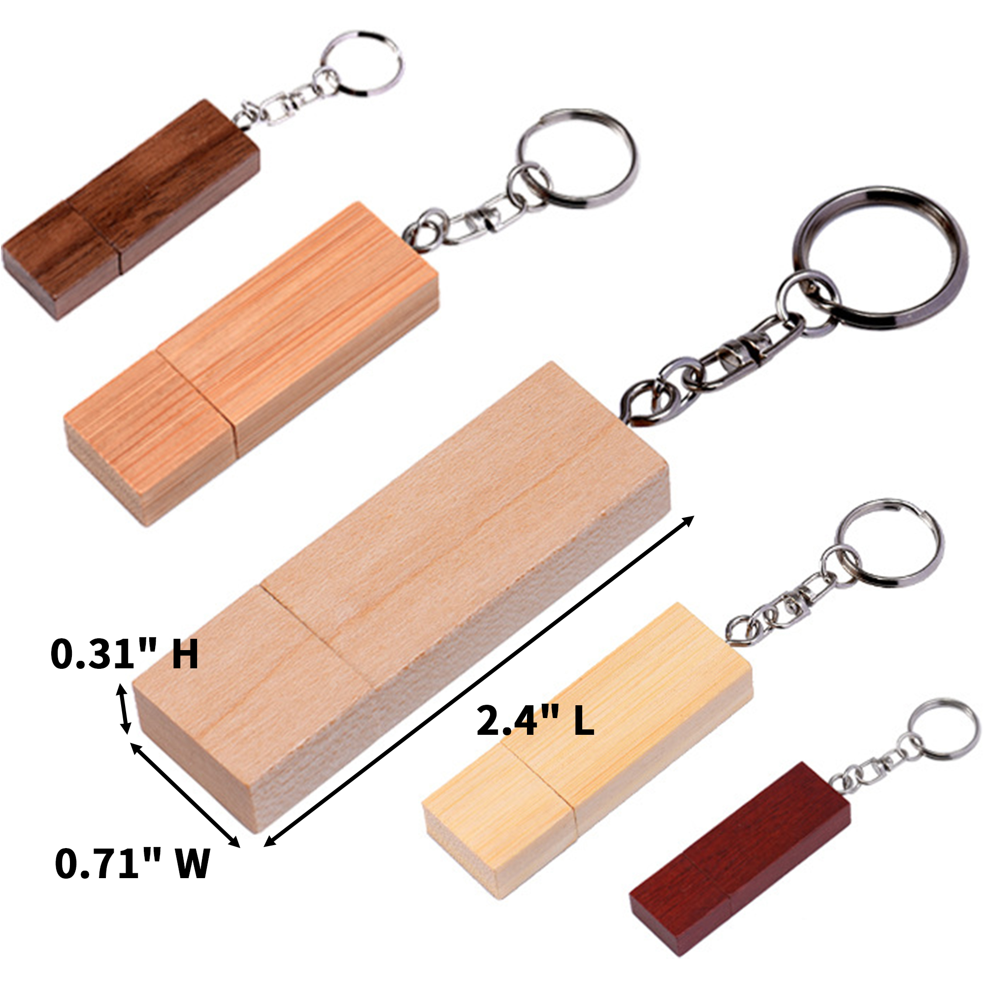 Bamboo USB Flash Drive 16GB 2.4" Length X 0.71" Width X 0.31" Height 3