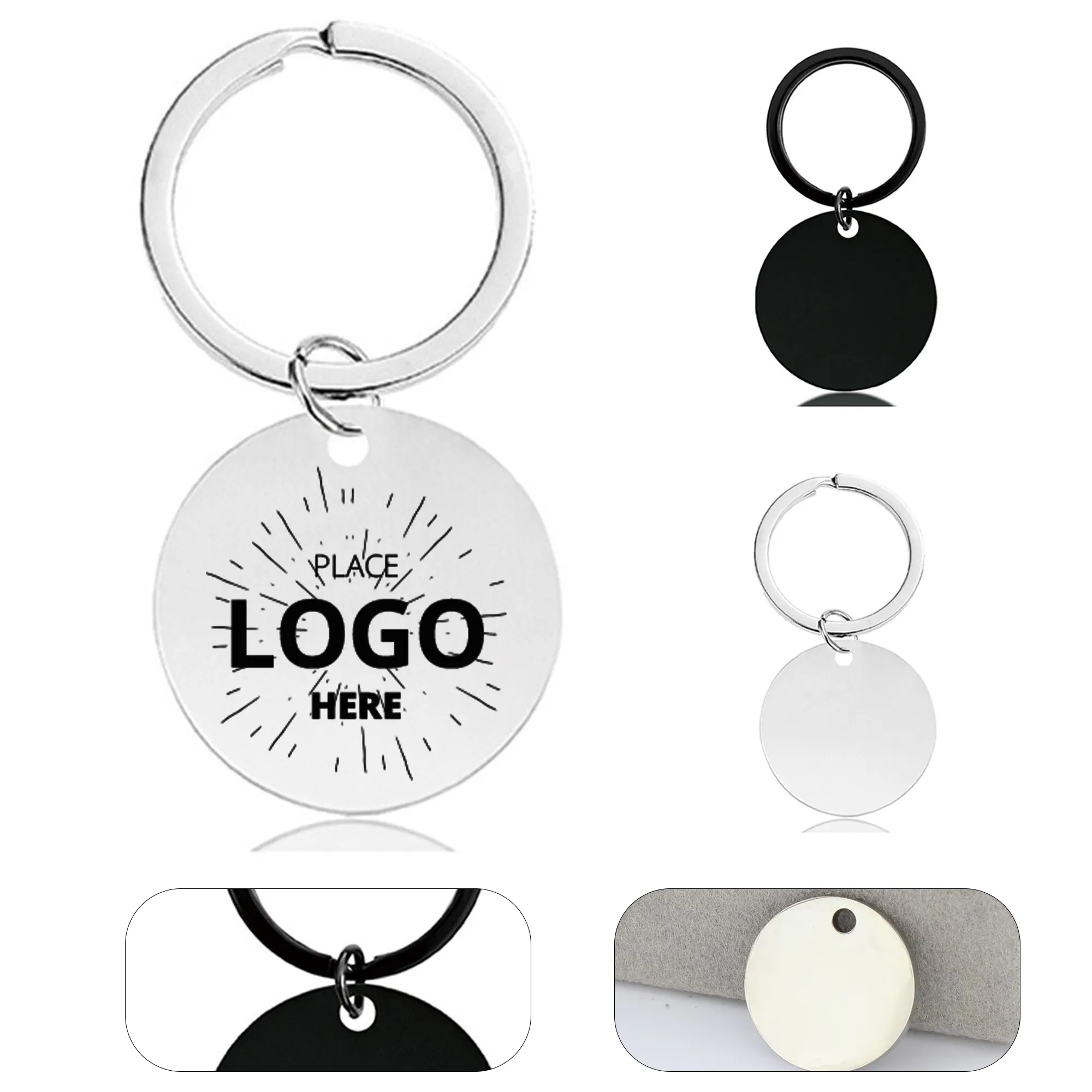Stainless Steel Round Plate Keychain 2