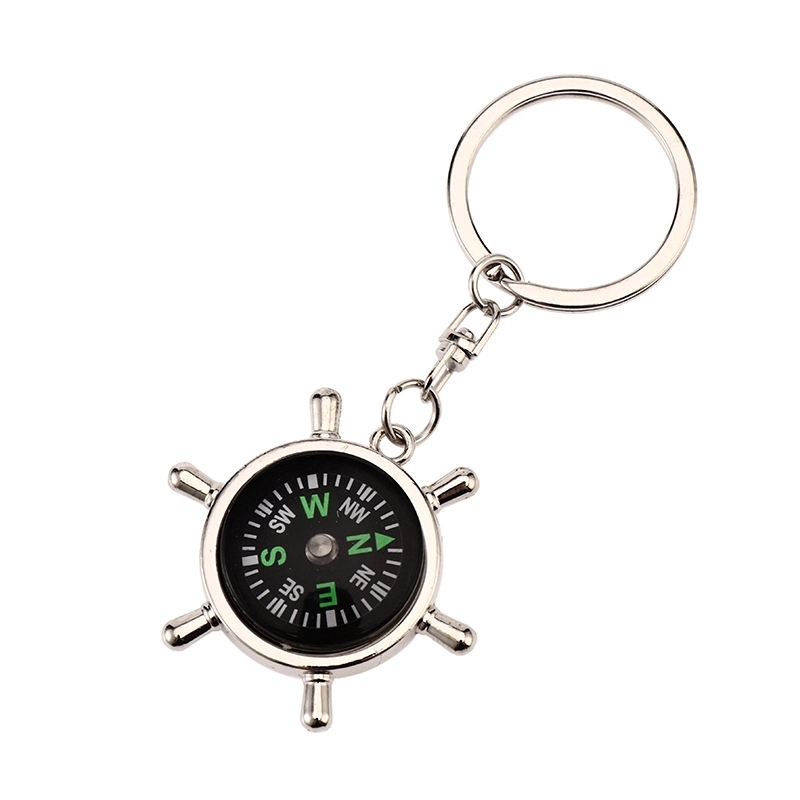 Helmsman Shape Keychain with Compass Decoration 1