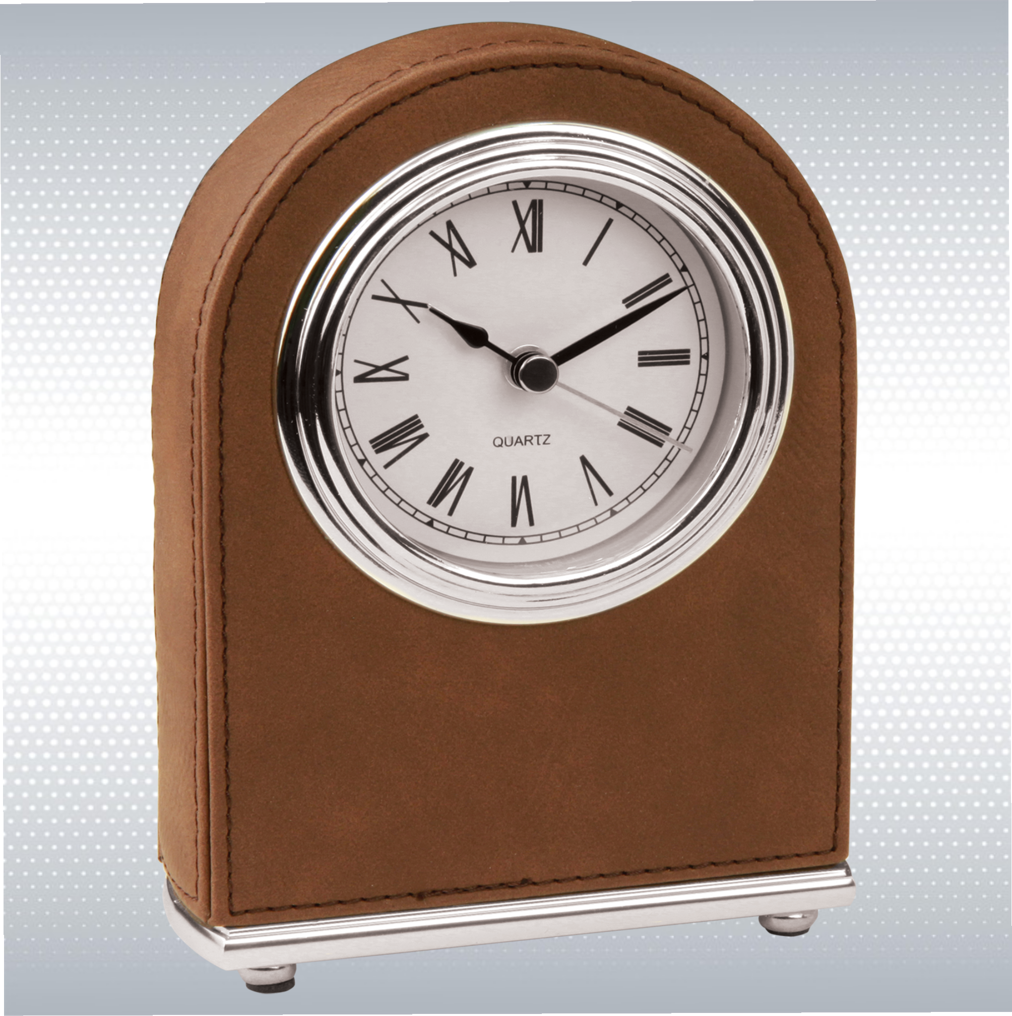 5.5" Light Brown Leatherette Arch Desk Clock 14
